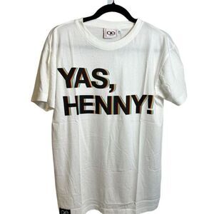 NWT Queer Eye Unisex White Short Sleeve Graphic Tee Shirt “Yes Henny” - Size L
